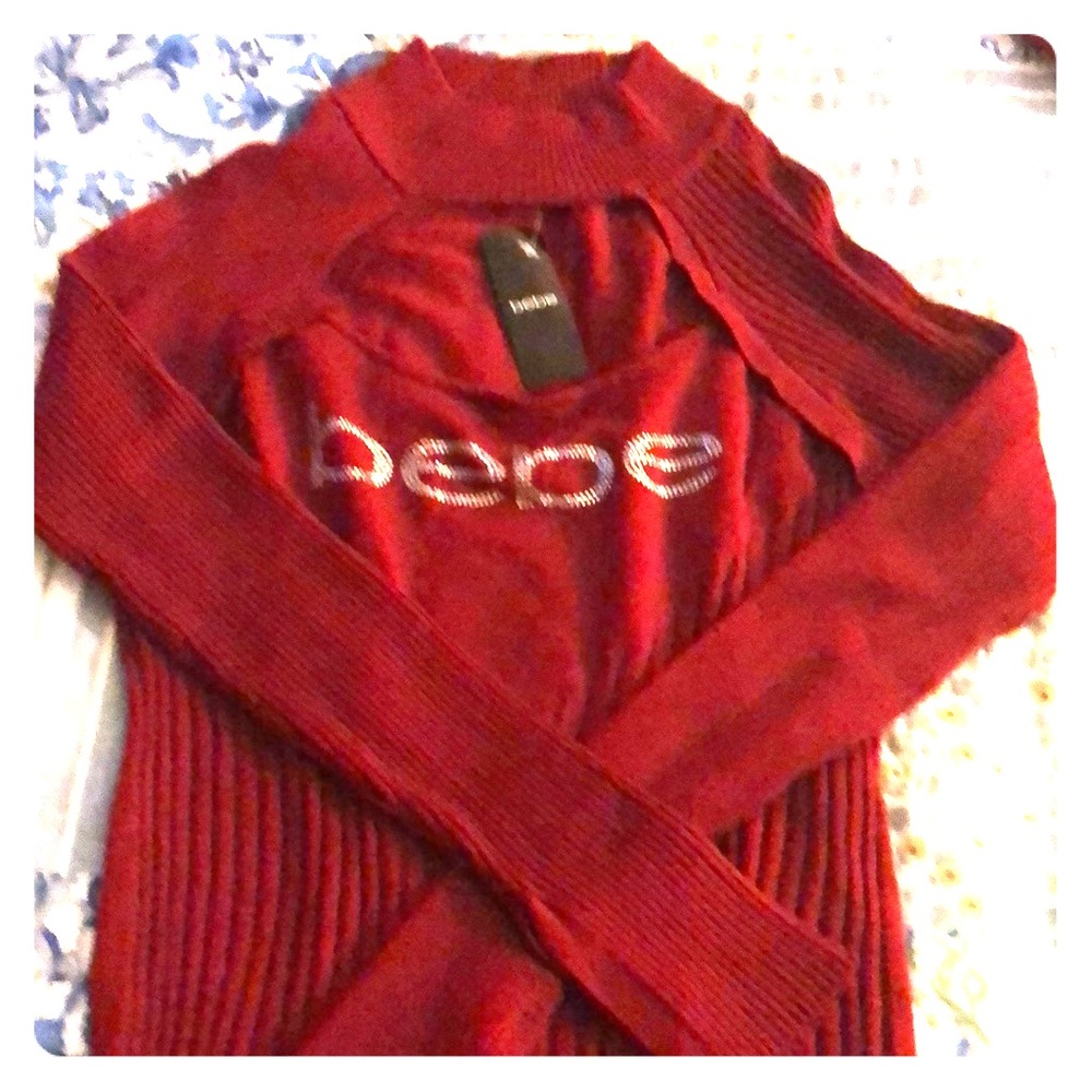 NWT BEBE blood red color long sleeve shirt